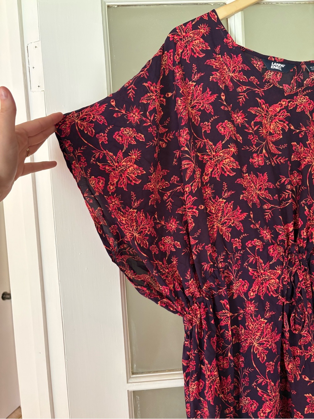 Lands' End Navy Coverup with Red Floral Print - M/L - Picture 3 of 5